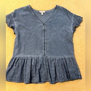 Chambray Peplum Top